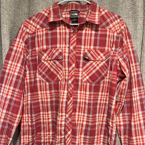 The North Face Men’s Long Sleeve Plaid Snap Button Shirt Red White Size Large